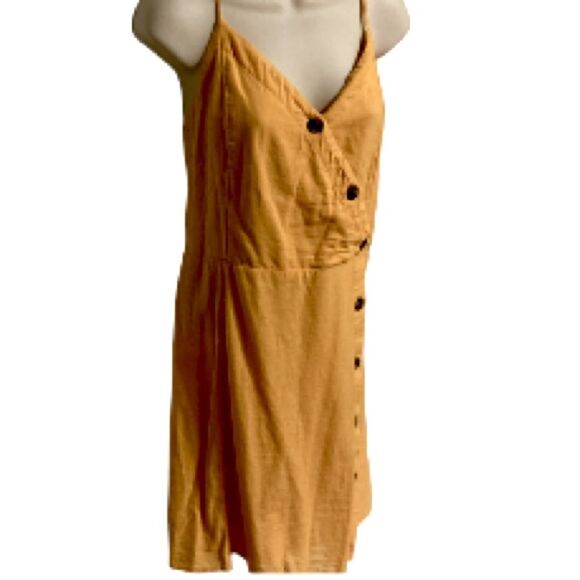 AMERICAN EAGLE Mustard Yellow Button Strappy Sundress Womens XL - Picture 3 of 16